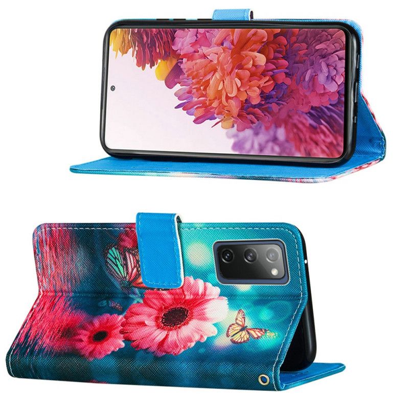 Läderfodral Samsung Galaxy S20 FE Mobilskal Blommor Och Fjärilar