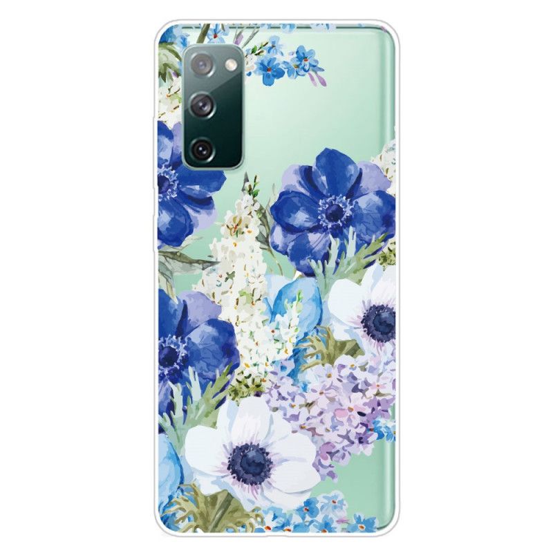 Skal Samsung Galaxy S20 FE Genomskinliga Akvarellblå Blommor