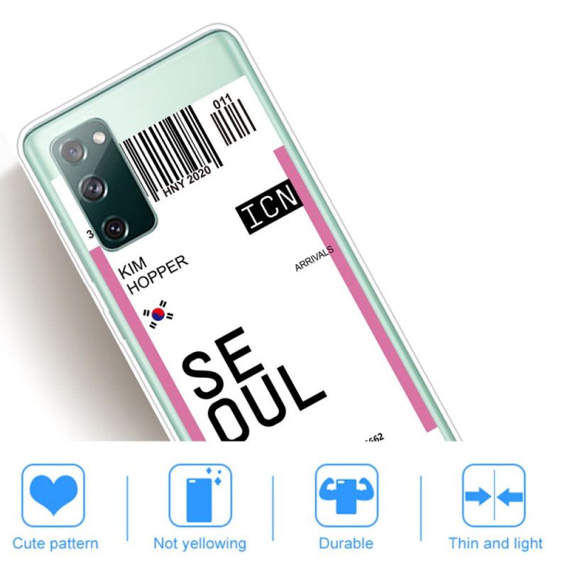 Skal Samsung Galaxy S20 FE Magenta Boardingkort Till Seoul