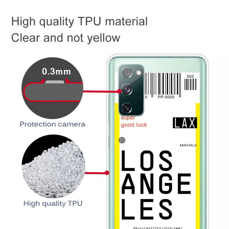 Skal Samsung Galaxy S20 FE Mobilskal Boardingkort Till Los Angeles