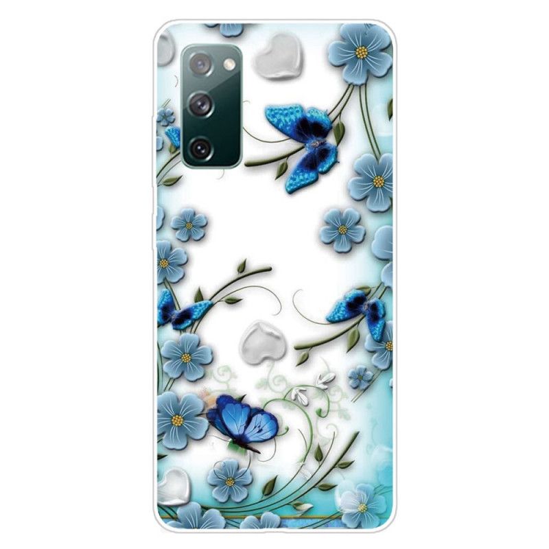 Skal Samsung Galaxy S20 FE Mobilskal Genomskinliga Retrofjärilar Och Blommor