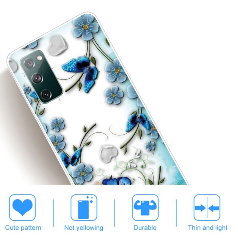 Skal Samsung Galaxy S20 FE Mobilskal Genomskinliga Retrofjärilar Och Blommor