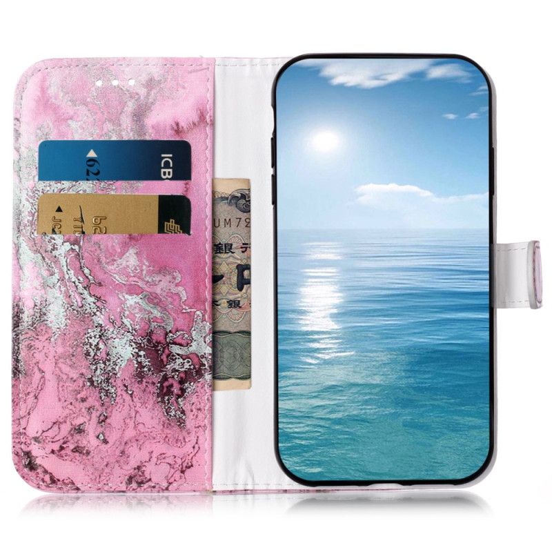 Fodral För Oppo A98 5g Rosa Och Silver Marmormönster