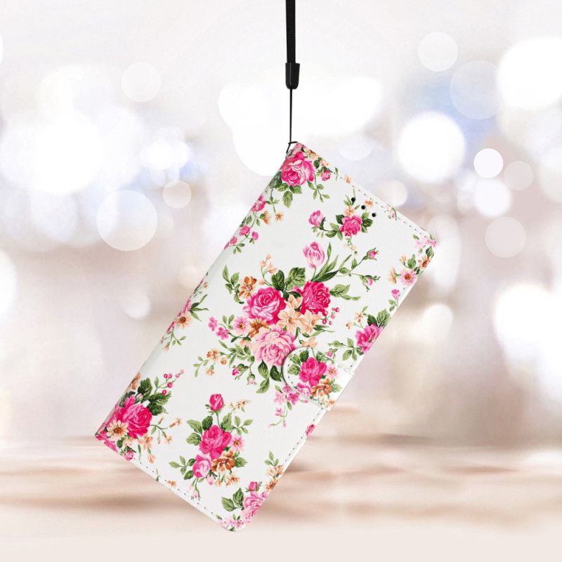 Fodral Oppo A98 5g Röda Blommor Med Rem