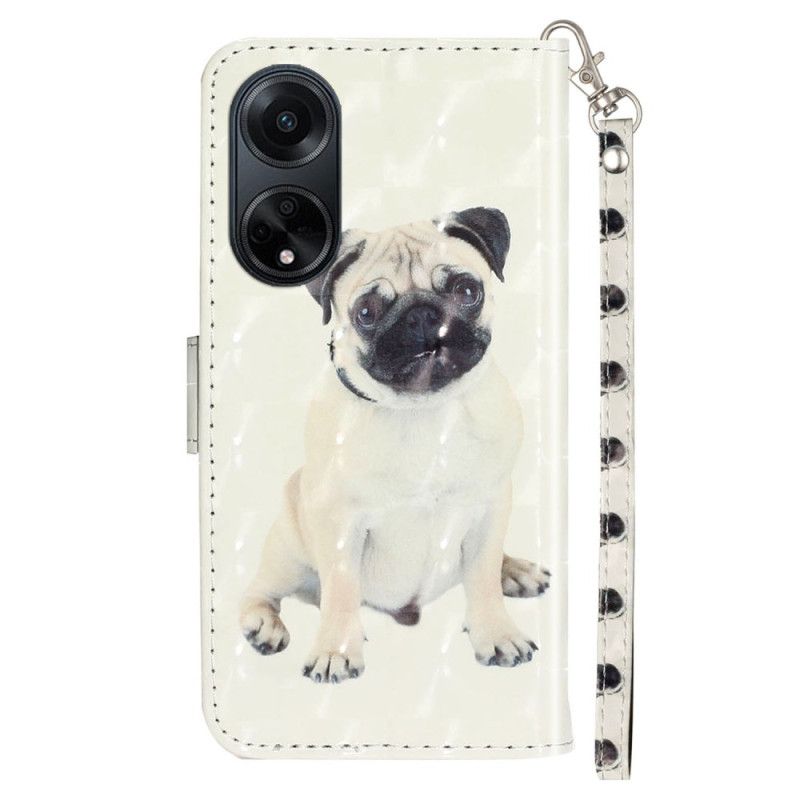 Läderfodral Oppo A98 5g Telefonfodral Lanyard Dog