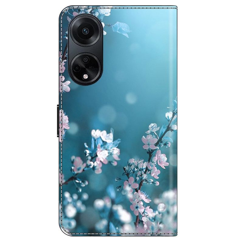 Läderskal Fodral Oppo A98 5g Plommonblomningar