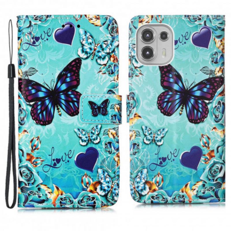 Fodral Motorola Edge 20 Lite Love Butterflies Strappy