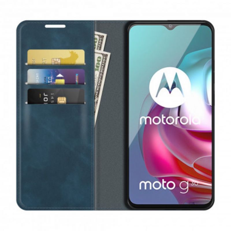 Folio-fodral För Moto G30 / G10 Silk Mjukt Läder Effekt