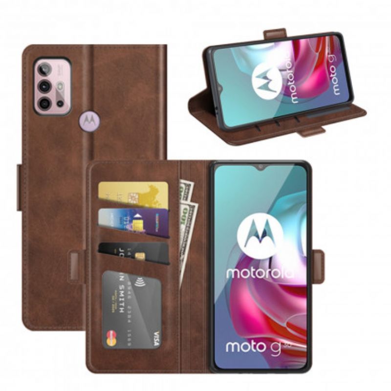 Läderfodral Moto G30 / G10 Telefonfodral Dubbel Klaff