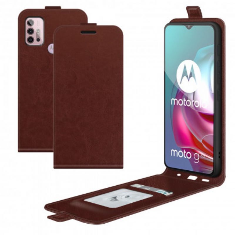 Läderfodral Moto G30 / G10 Telefonfodral Lädereffekt Vertikal Klaff