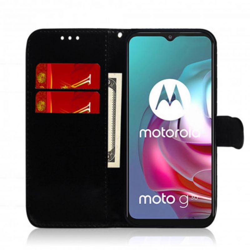 Läderfodral Moto G30 / G10 Telefonfodral Spegelskydd I Konstläder