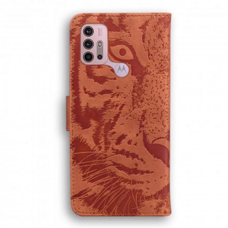 Läderfodral Moto G30 / G10 Telefonfodral Tiger Face Print