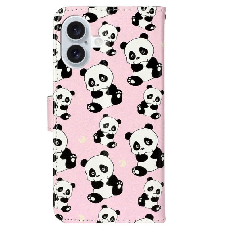 Fodral iPhone 16 Lanyard Pandas