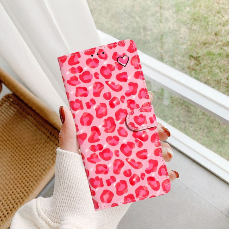 Fodral iPhone 16 Rosa Leopardtryck Med Rem