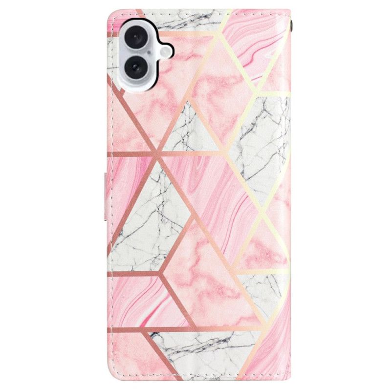 Fodral iPhone 16 Rosa Marmor Med Rem