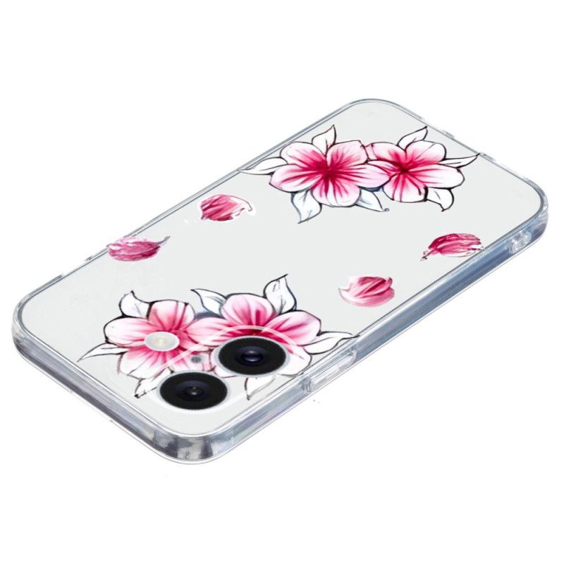 Skal iPhone 16 Telefonfodral Transparent Edge Cherry Blossom