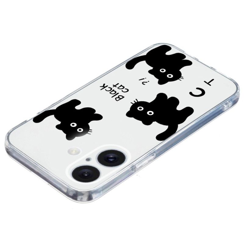 Skal iPhone 16 Transparent Edge Black Cats