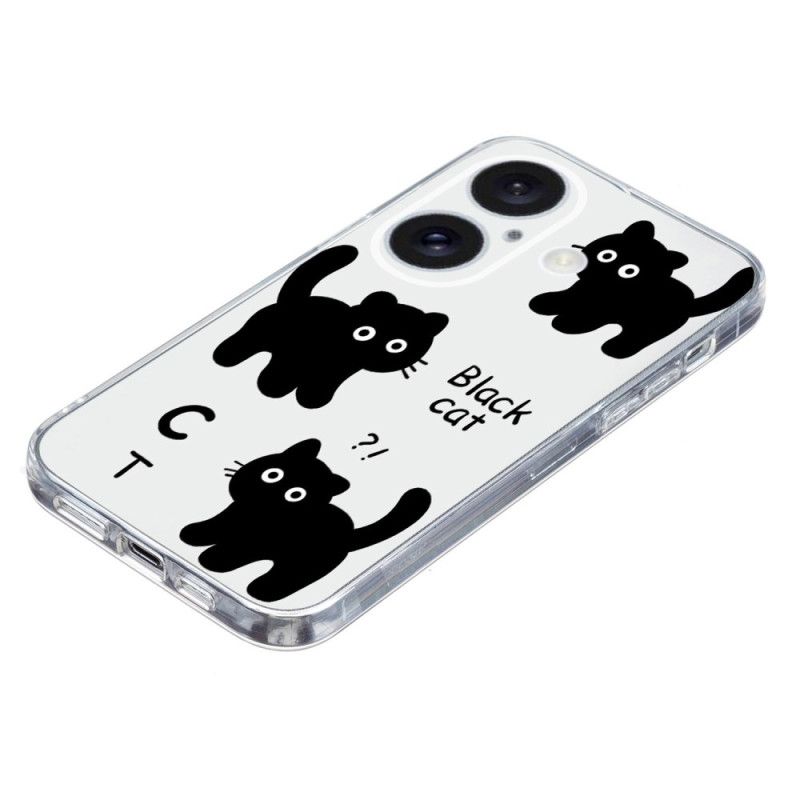 Skal iPhone 16 Transparent Edge Black Cats