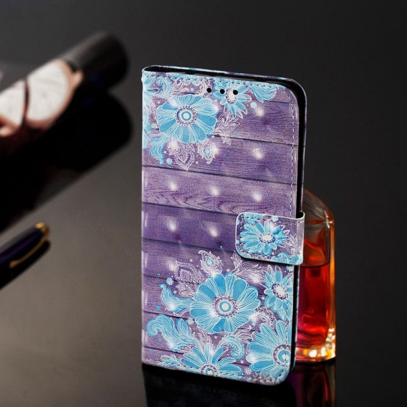 Fodral för Samsung Galaxy Note 10 Plus Blå Blommor Med Rem