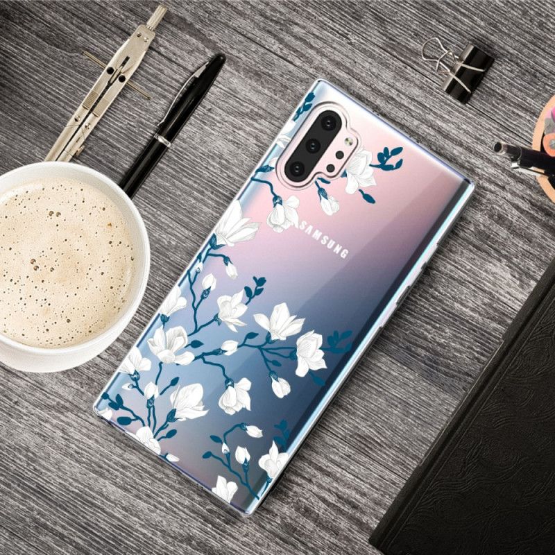 Skal Samsung Galaxy Note 10 Plus Mobilskal Vita Blommor