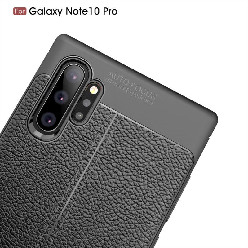 Skal Samsung Galaxy Note 10 Plus Svart Dubbel Linjelycherskinn