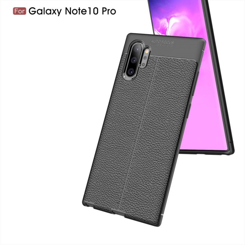 Skal Samsung Galaxy Note 10 Plus Svart Dubbel Linjelycherskinn