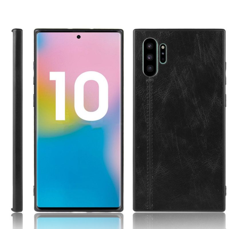 Skal Samsung Galaxy Note 10 Plus Svart Sömmar I Läderstil