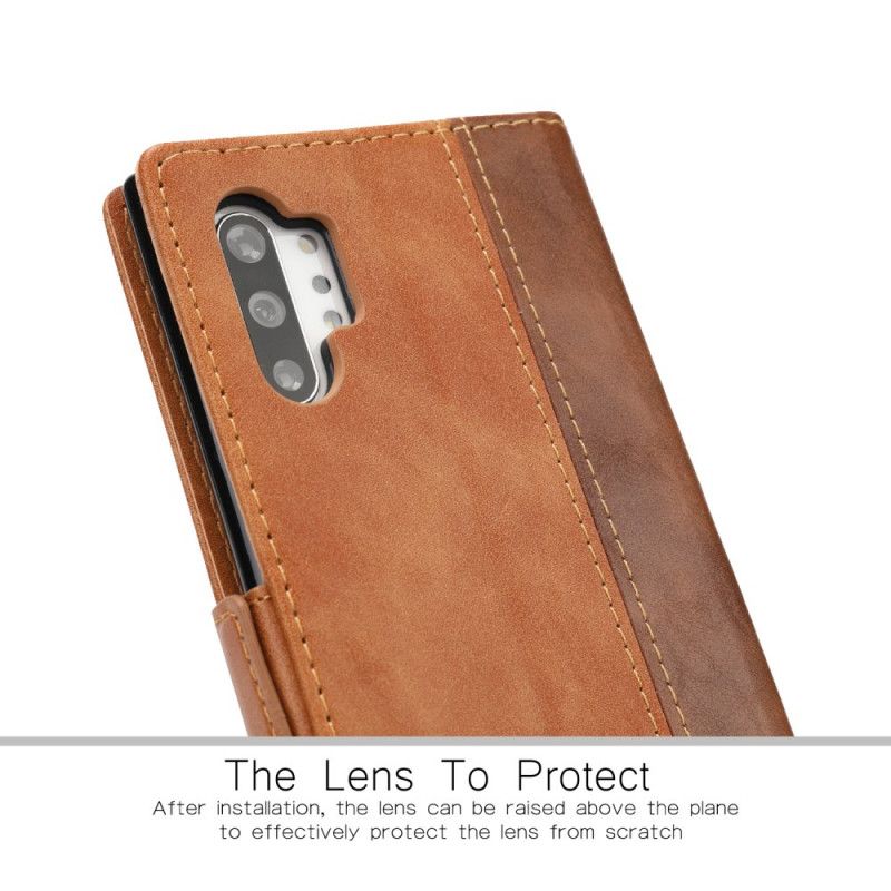 Skyddsfodral Samsung Galaxy Note 10 Plus Brun Tvåfärgat Konstläder