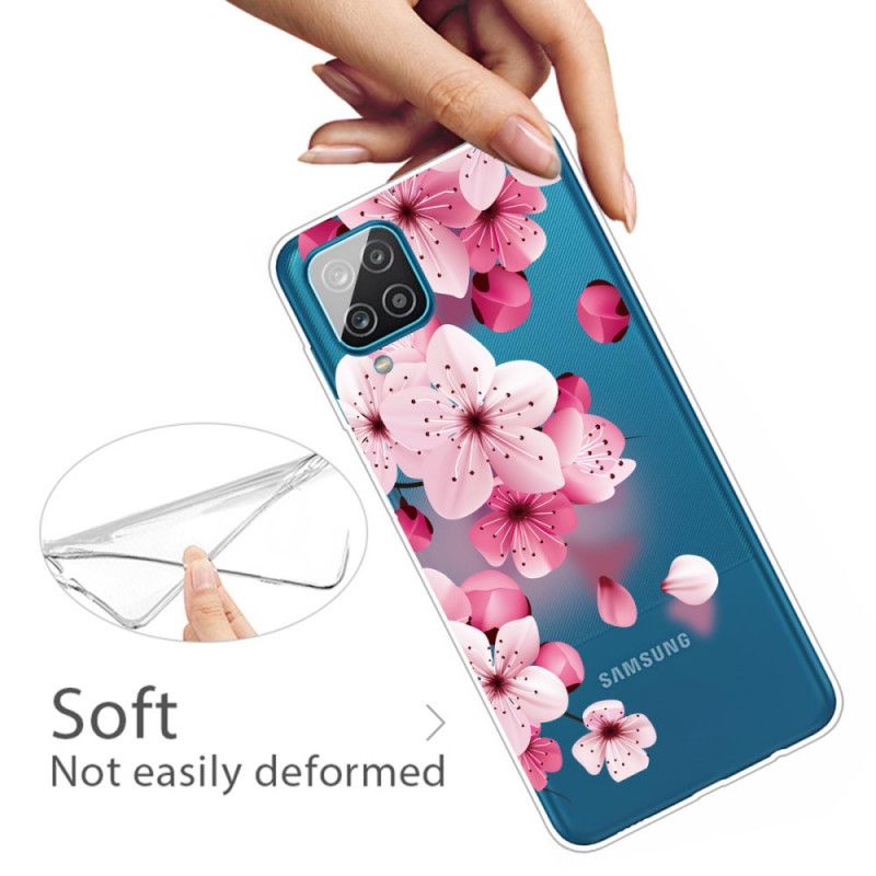 Skal Samsung Galaxy A12 Mobilskal Små Rosa Blommor