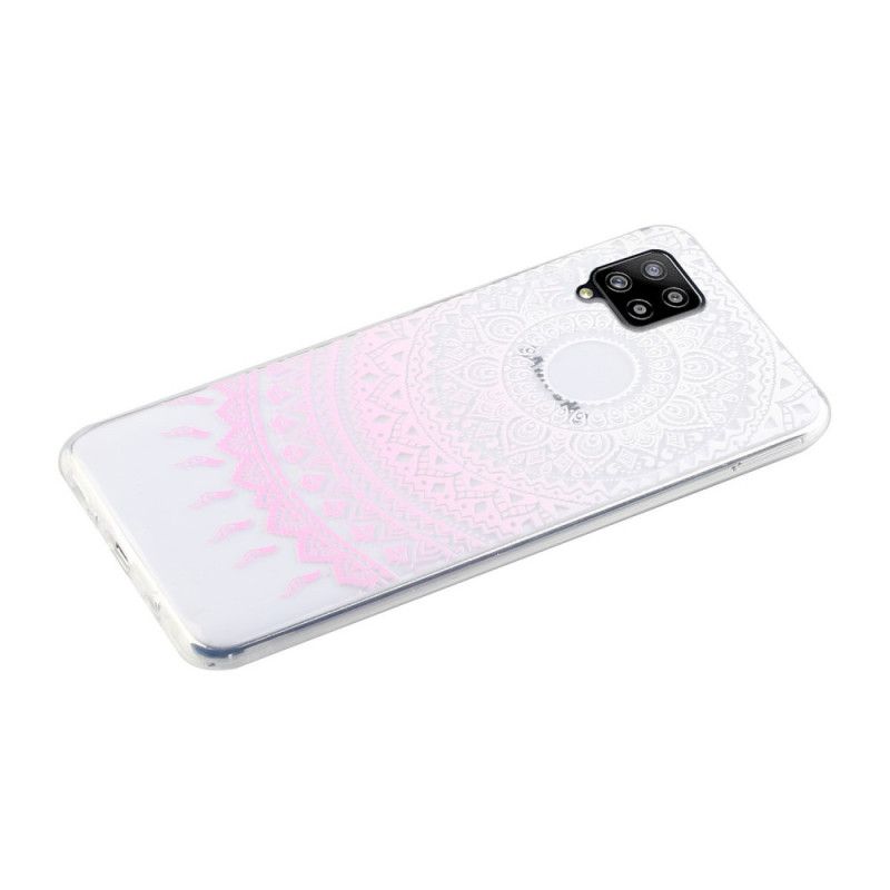 Skal Samsung Galaxy A12 Rosa Transparent Färgglad Mandala