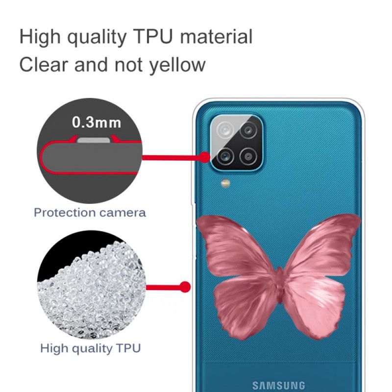 Skal Samsung Galaxy A12 Rosa Vilda Fjärilar