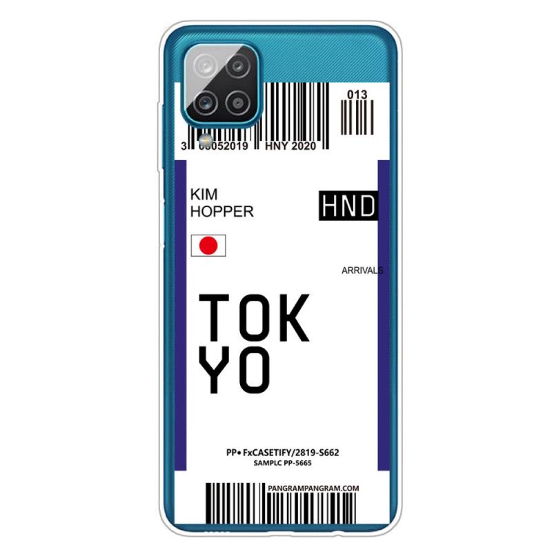 Skal Samsung Galaxy A12 Svart Mobilskal Boarding Pass Tokyo