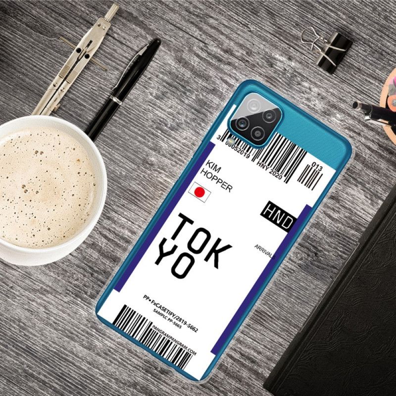 Skal Samsung Galaxy A12 Svart Mobilskal Boarding Pass Tokyo