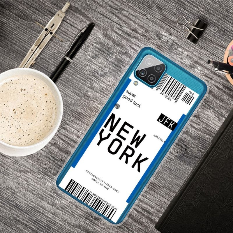 Skal Samsung Galaxy A12 Svart Ombordstigningskort Till New York