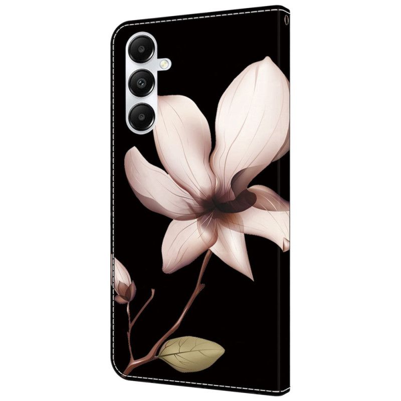 Fodral Samsung Galaxy A55 5g Rosa Blommor På Svart Bakgrund