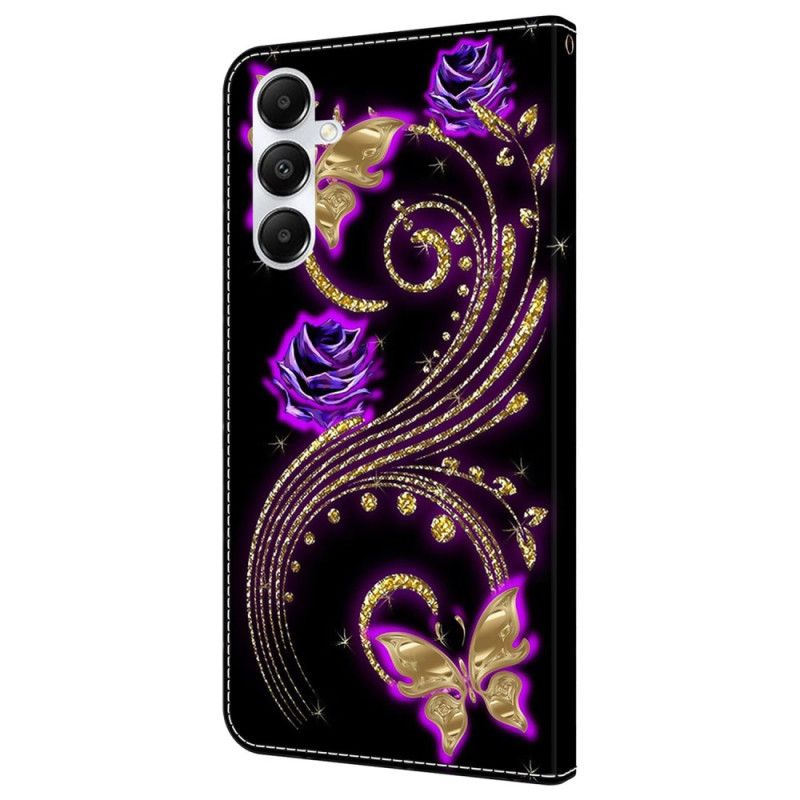 Fodral Samsung Galaxy A55 5g Violettblommor Och Fjärilar