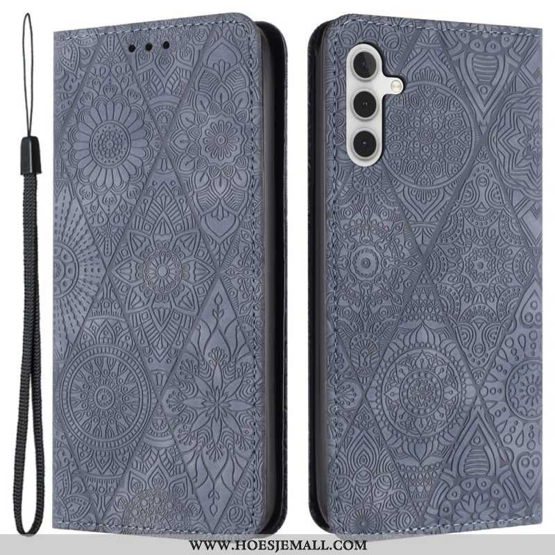 Folio-fodral För Samsung Galaxy A55 5g Patchwork Med Rem