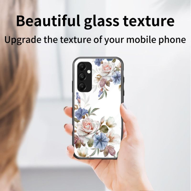 Skal Samsung Galaxy A55 5g Härdat Glas Med Blommönsterhållare