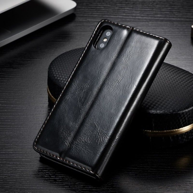 Folio-fodral iPhone XS Svart Caseme Oljevax