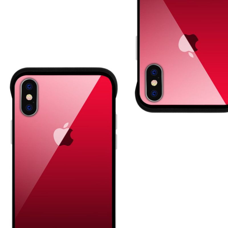 Skal för iPhone XS Röd Färger I Härdat Glas