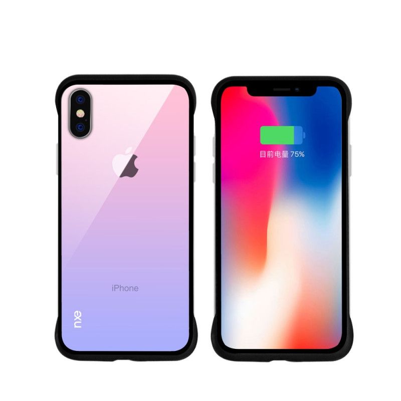 Skal för iPhone XS Röd Färger I Härdat Glas