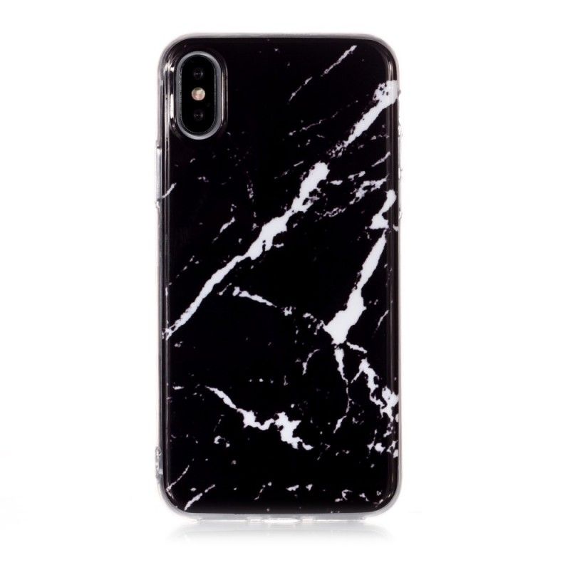 Skal för iPhone XS Svartvitt Marmor