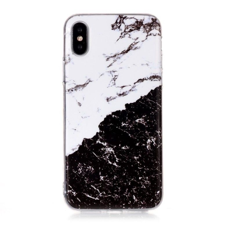 Skal för iPhone XS Vit Och Svart Marmor