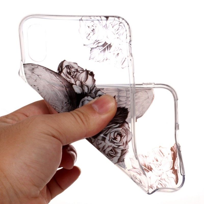 Skal iPhone XS Mobilskal Transparent Blommig Skalle