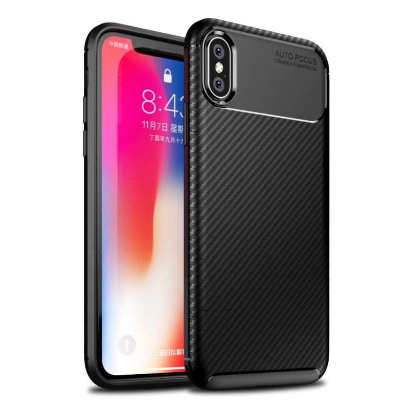 Skal iPhone XS Svart Flexibel Kolfiberstruktur