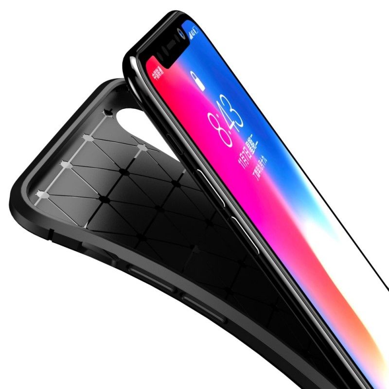 Skal iPhone XS Svart Flexibel Kolfiberstruktur