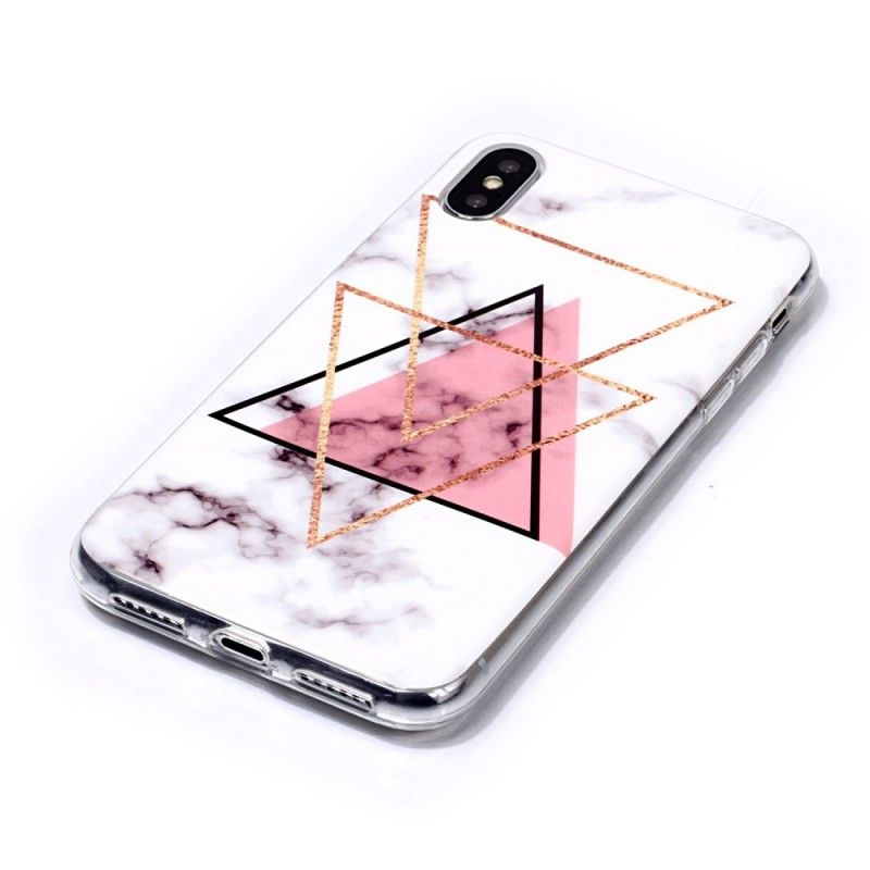 Skal iPhone XS Svart Triangulär Marmor