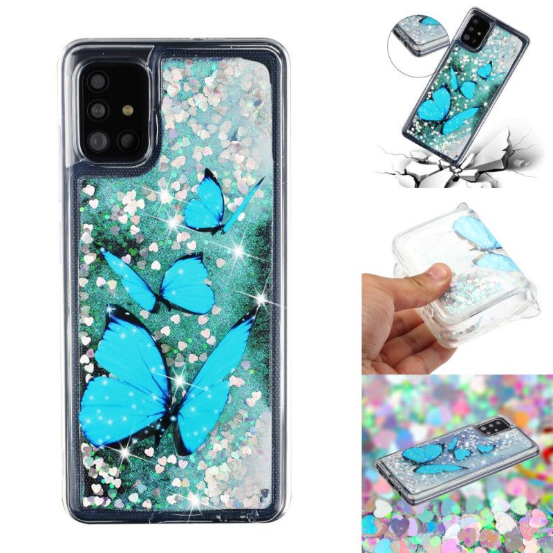 Skal för Samsung Galaxy A52 4G / A52 5G Glitter Flygande Fjärilar
