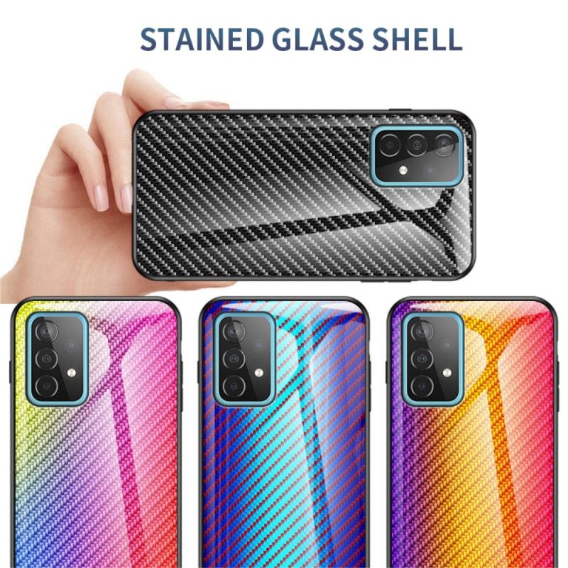 Skal för Samsung Galaxy A52 4G / A52 5G Svart Kolfiberhärdat Glas