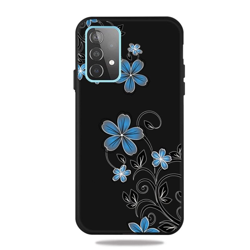 Skal Samsung Galaxy A52 4G / A52 5G Mörkblå Blå Blommor